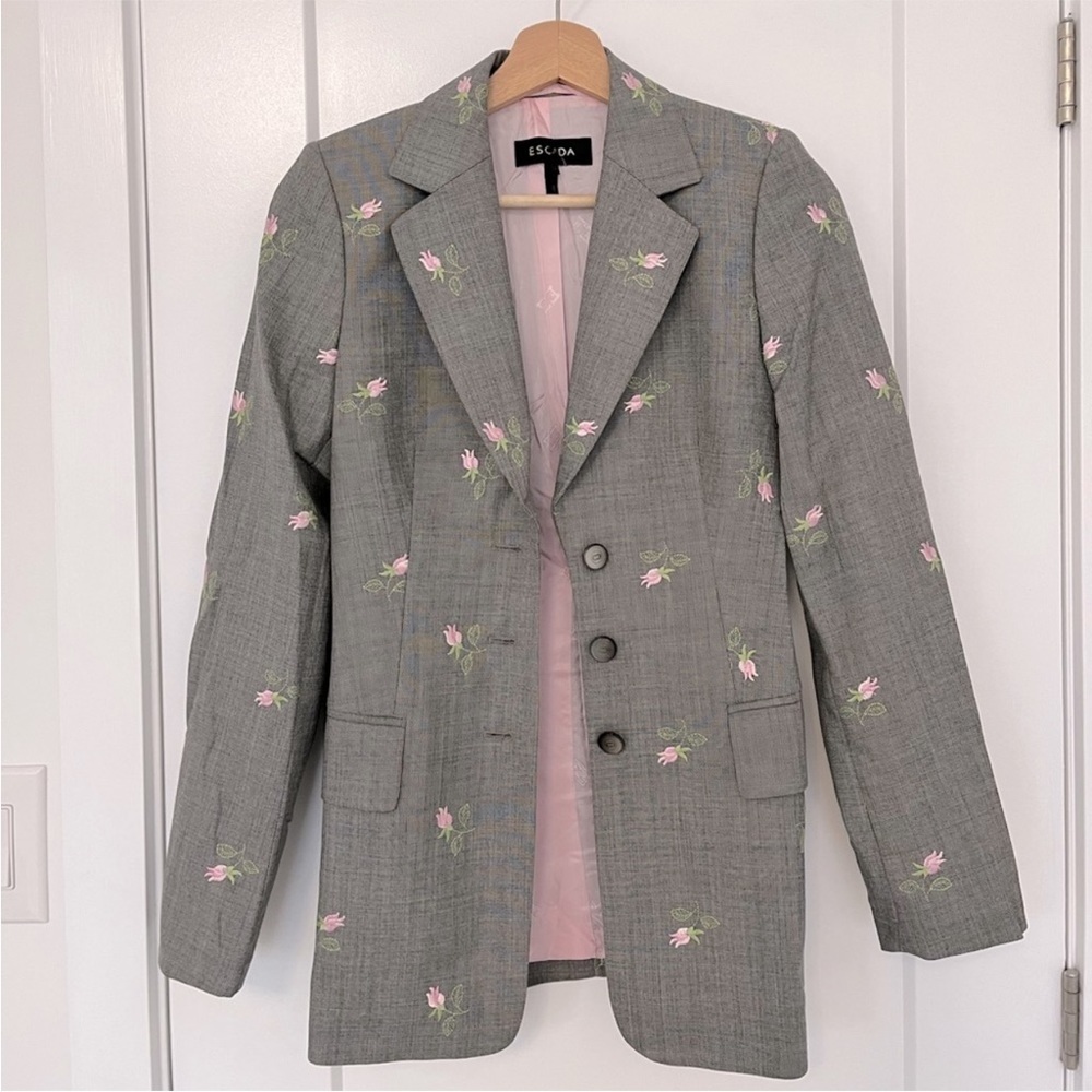 Vintage Escada Floral Wool Embroidered Blazer
